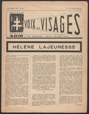 Hélène Lajeunesse N°47 octobre 1955 ADIR